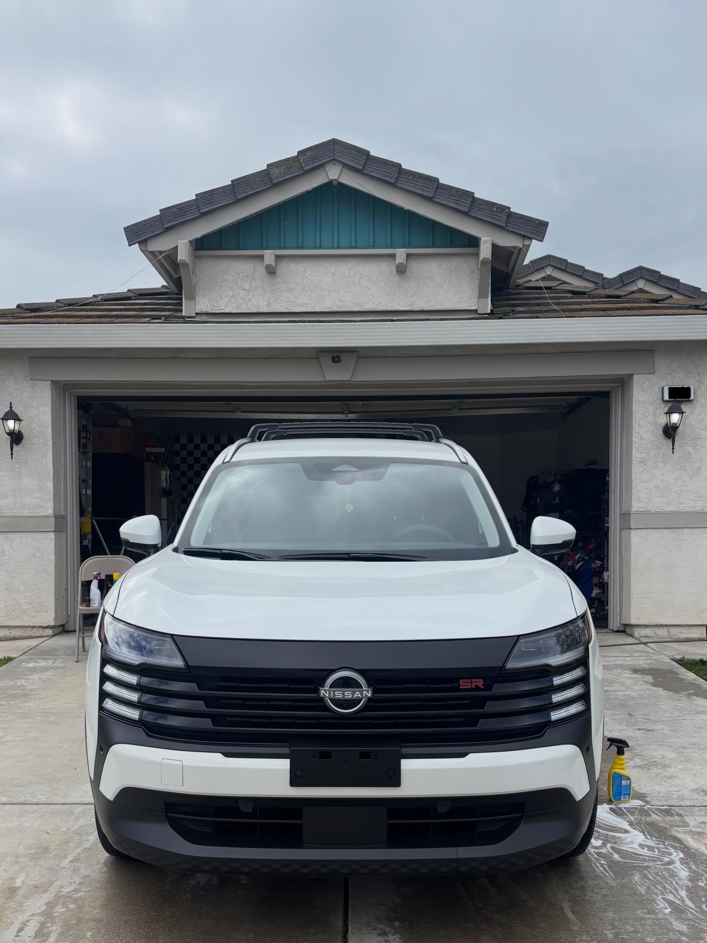 White Nissan Pathfinder freshly detailed by Singh Detailing
